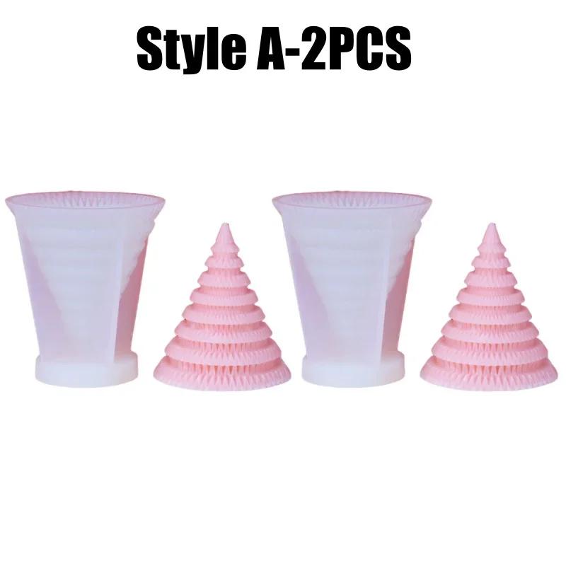 1-4PCS Christmas Tree Aroma Candle Silicone Mold DIY Plaster Wax Craft Holiday Decorations Handmade Supplies Making Kits