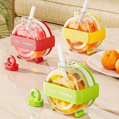Creative Ice Cube Mold with Straps Straws Ice Maker Portable Plastic Ice Cup Kettle Outdoor Fitness Drink Bottle Ice Cube Tray