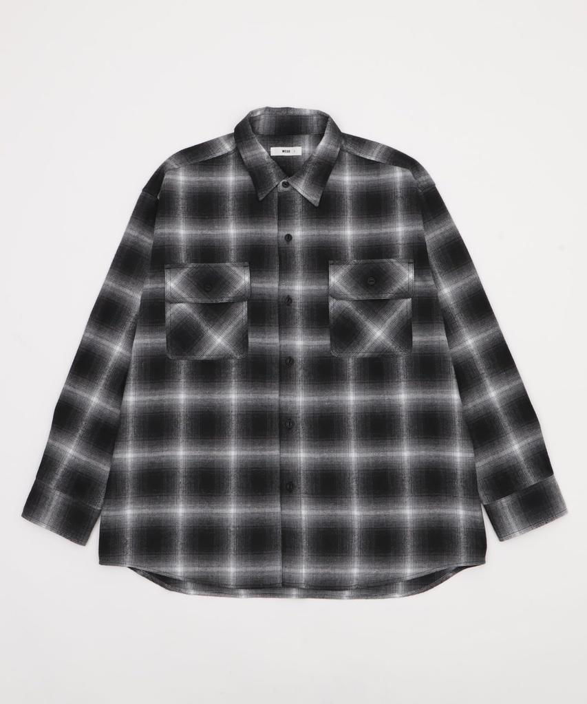 WEGO Unisex Ombre Check Flannel Long Checked Oversized Size Pattern 1 Shirt, Sleeve, Top, Autumn/Winter Clothing, Silhouette, Gift, Men's, L,