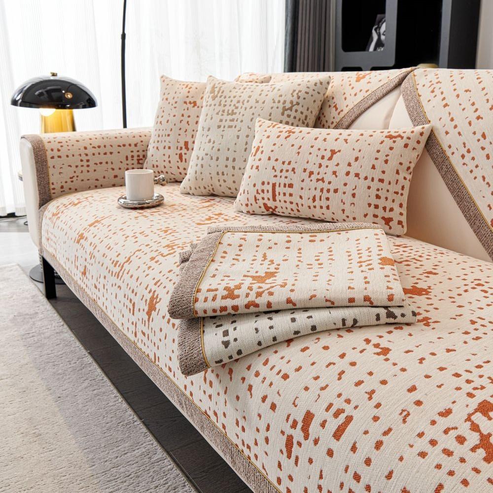 Living Room Non-Slip Armrest Backrest Sofa Cushion Mat Universal Chenille Sofa Slipcover Luxury Fleck Sofa Cushion Covers