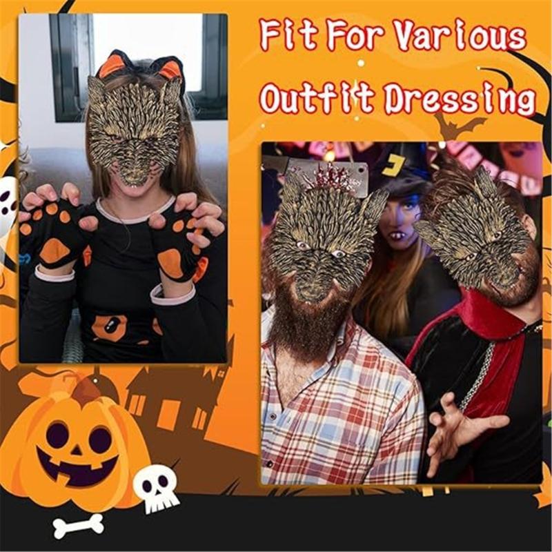Kinder Wolf Kostüm Set mit Grauen Stirnbändern und Schwanz Dschungeltier Verkleidung für Halloweens Partyzubehör Dekoration