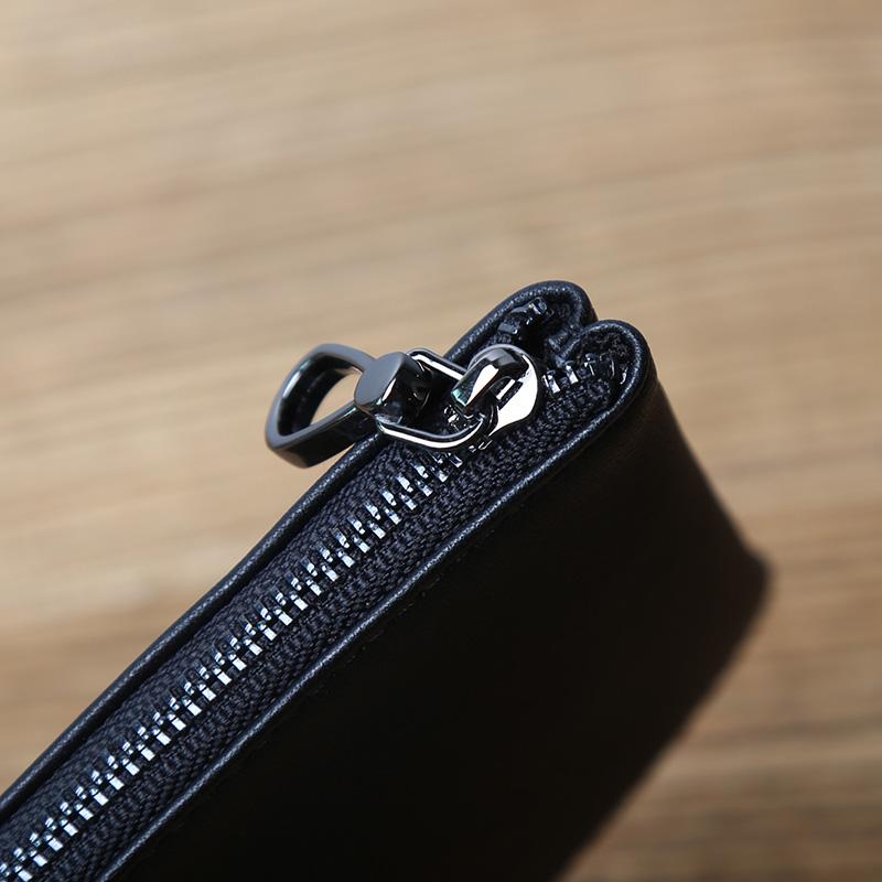 NZPJ Herren Long Wallet aus Leder Oberlederschicht Reißverschluss Ultradünnes Portemonnaie Retro-Trend Handytasche Einfaches Damen Portemonnaie