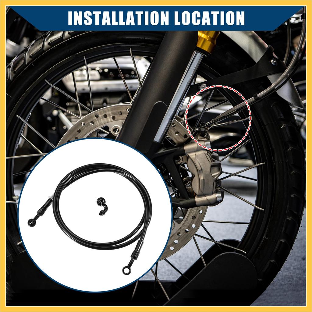 BULLSPANN Brake Hose, Clutch Hose, Resistant Hose, Bike Parts, Angle 28°+90°, Durable, Replacement, Black, 63.0 Inches (160 Cm)