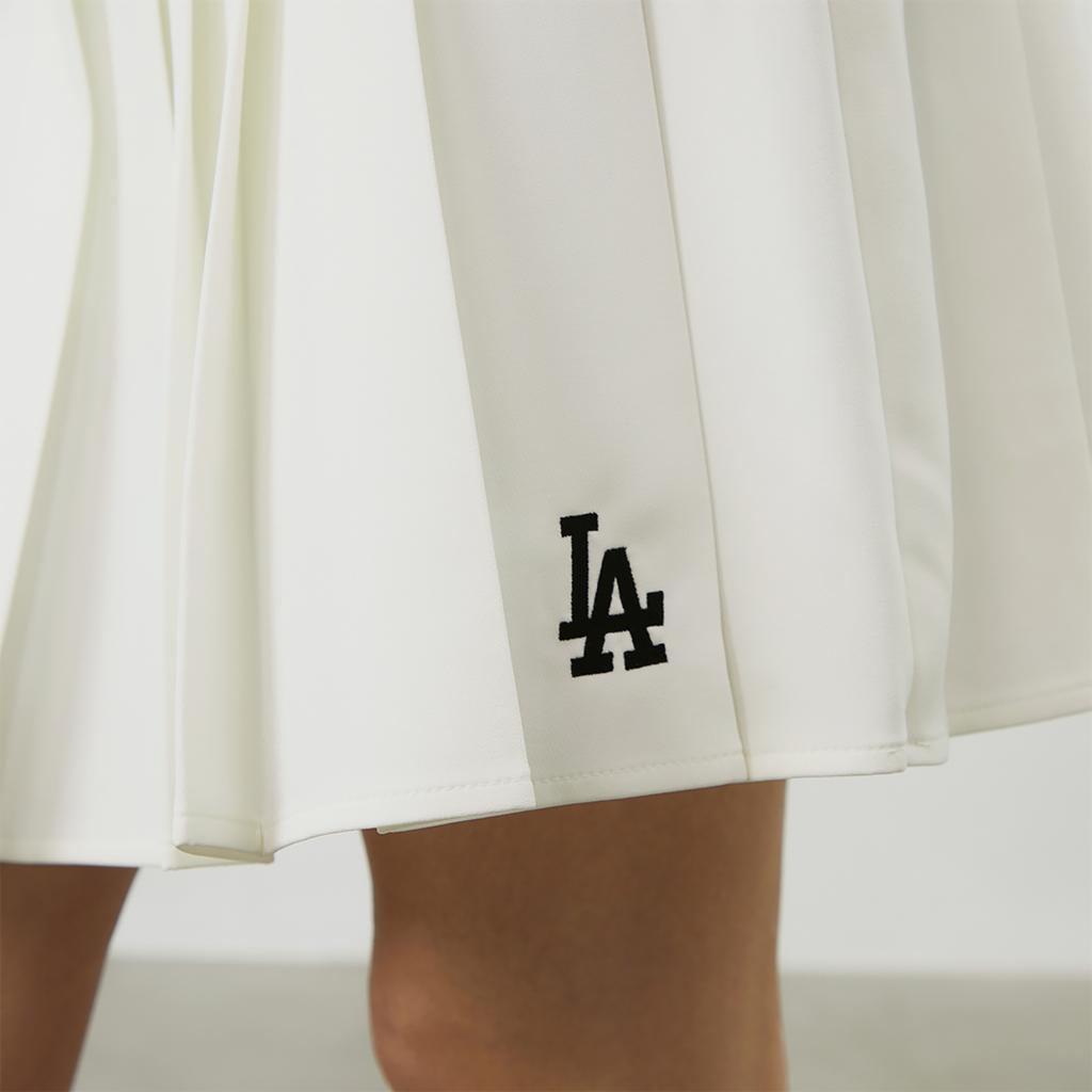 New MLB Preppy Style Collection Los Angeles Dodgers SS24 Casual Short Skirts Women's Cream 3FSKV0143-07CRS