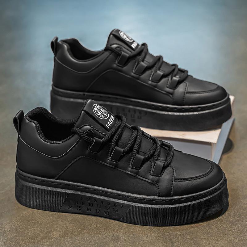 

2025 Spring Men s Trendy White Breathable Sneakers with Thick Soles - Versatile Casual Skate Shoes 44