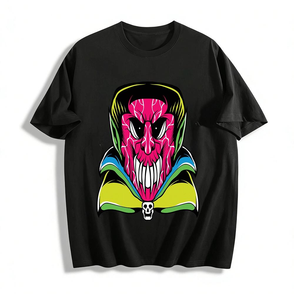 Dark Veiny Fanged Vampire Print Cool Street Style Short Sleeve T-Shirt Pure cotton T-shirt XXS