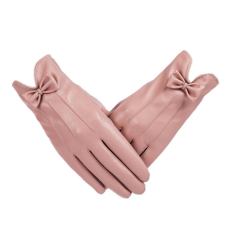 Кожаные перчатки женские осенние и зимние флисовые утолщенные тонкие One Size