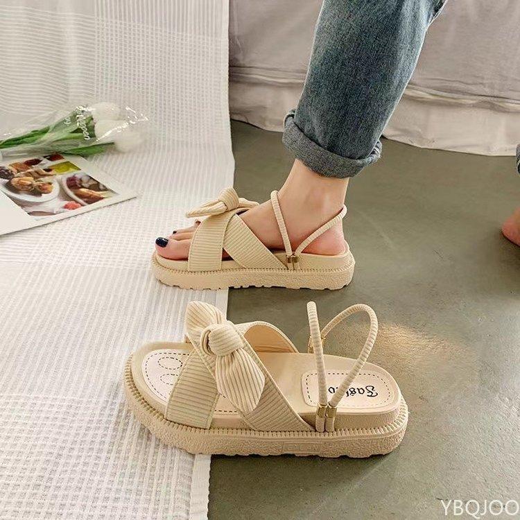 Fashion Sandias  Internet Hot with Skirt Summer Fairy Style 2025 New Style Fashion Student Platform Roman Lady Sandal Flat Shoes