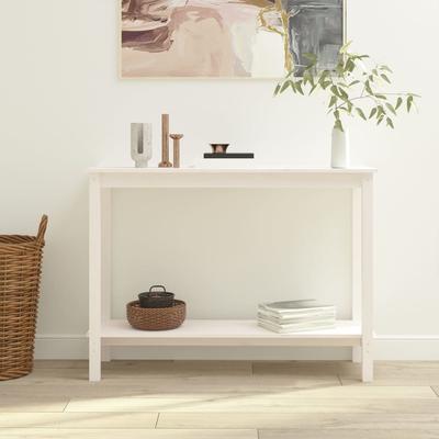 Vidaxl Console Table, White, 110X40X80 Cm, Solid Pine Wood