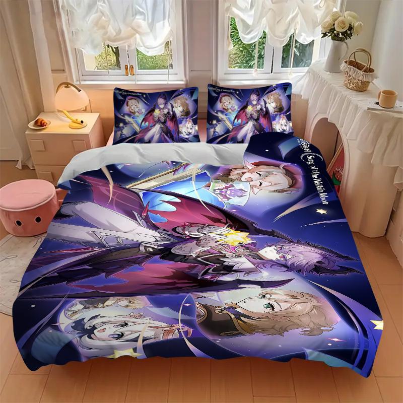 3Pcs Fantasy Heroes Starlight Bedding Set Soft Fabric Duvet Cover Pillowcases Christmas Xmas Halloween Gift 1 Duvet Cover 2 Pillowcase S110