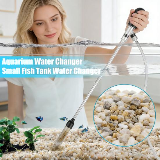 Fish Tank Vacuum Gravel Cleaner with 6FT Hose Flow Control Valve Fixture Clamp Aquarium Water Changer Siphon Pump Sand Vacuum Cleaner