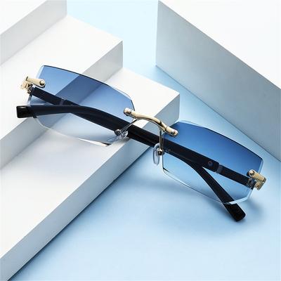 Trendy Rimless Small Rectangle Sunglasses Men Women Fashion Luxury Brand Square Frameless Sun Glasses Retro UV400 Shades Goggles