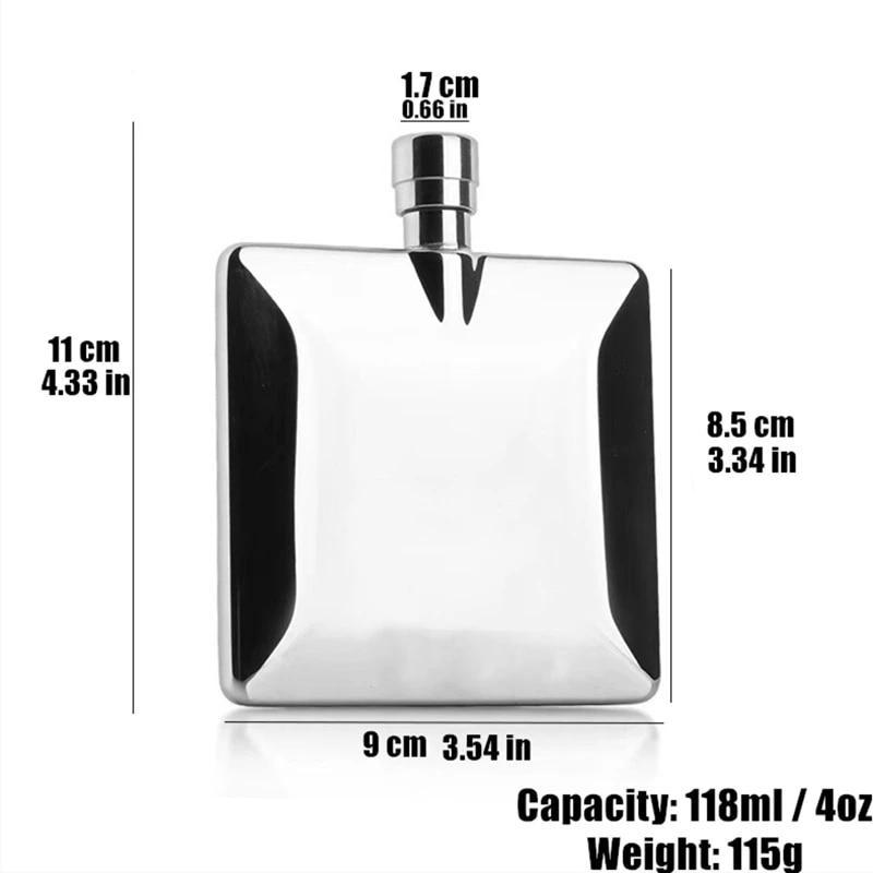 4oz Flat Vodka Hip Flask Stainless Steel Portable +Funnel  4pcs 30ml Shot Cup Camping Flagons Liquor Whiskey Bottle Men Gift