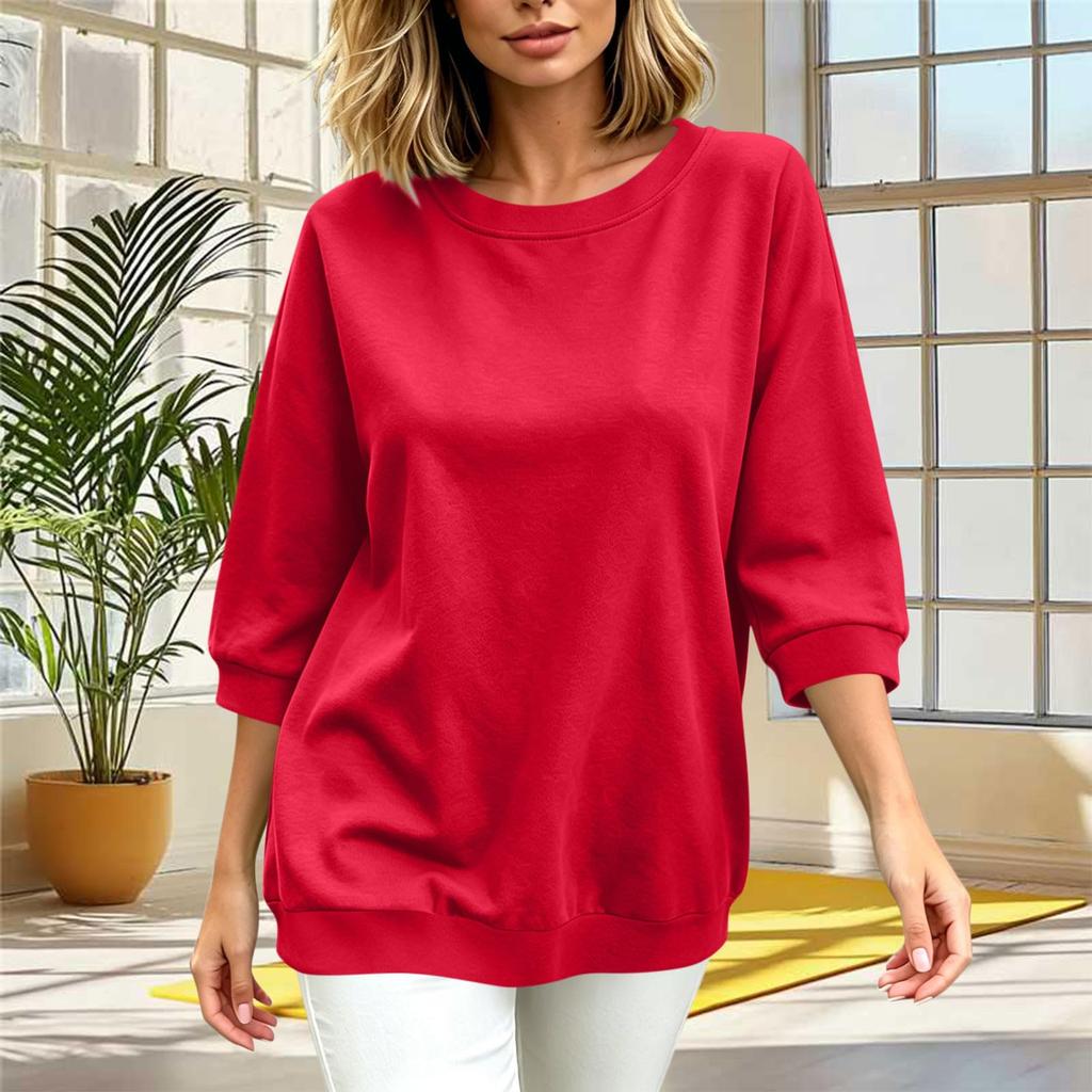 Women's Casual Three-Quarter Sleeve T-Shirt Top for Everyday Wear