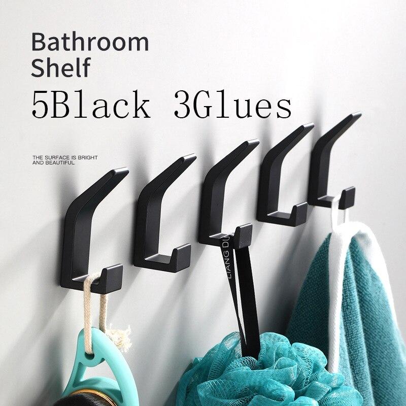 Double Hook Black White Towel Hook For Bathroom Clothes Hook For Bedroom Robe Hook Coat Hook For Livingroom Kitchen Accessories