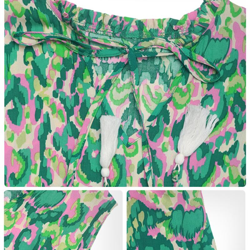 Summer Vacation Beach Sleeveless V-neck Tassel Print Dress Women Fashion Elegant A Line Casual Loose Women's Dress Vintage Slim Fit Female Dress 26646