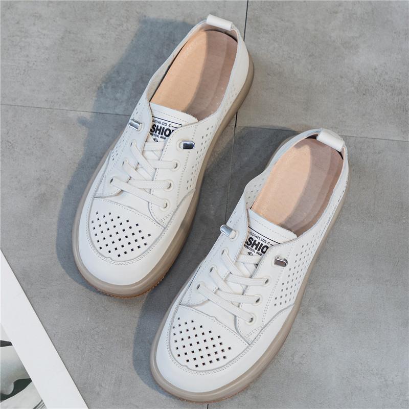Top layer cowhide summer women's nurse shoes women's summer white shoes 2026 women's leather shoes mother's shoes