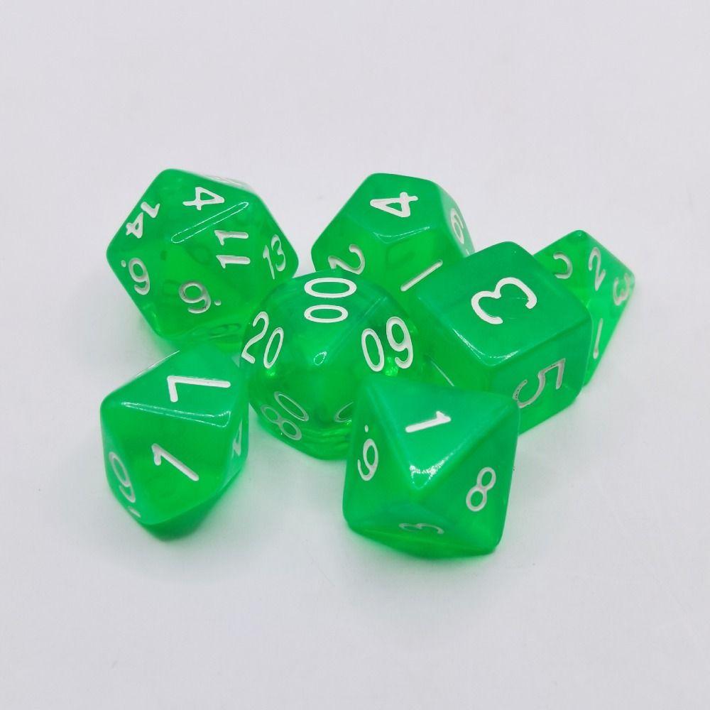 7-Die Transparent Digital Dice Set Acrylic Table Opaque Polyhedral Dices for DND Dice Tabletop Role-Playing Game Dice