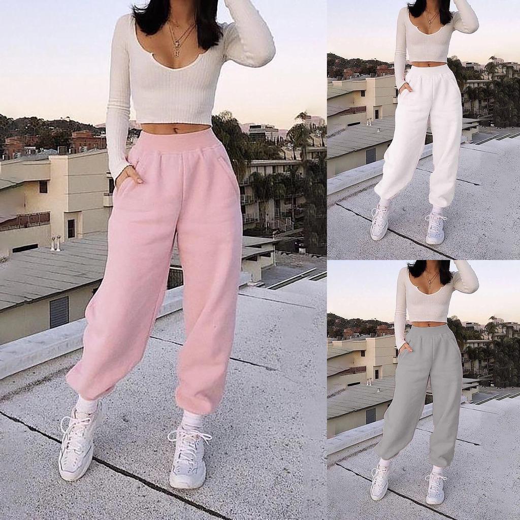 Women Printing Easy High Waist Leisure Time Sweater Pants Hip Hop Pants