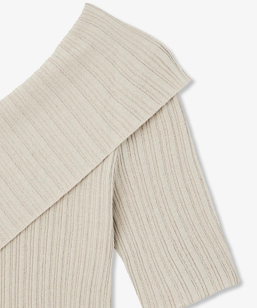 Bobeu Asymmetrical Ribbed Knit Pullover_Beige 7156350001