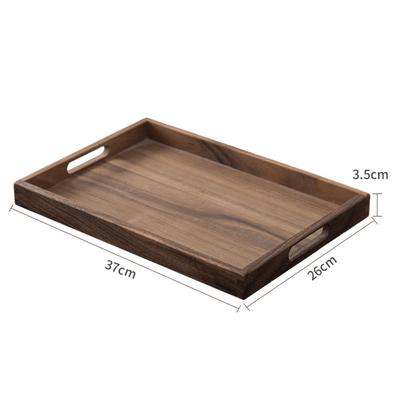 Retro Rectangular Storage Tray Bamboo Household Tea Tray Black Walnut Color Solid Wood Water Cup Plate Home Kitchen Supplies