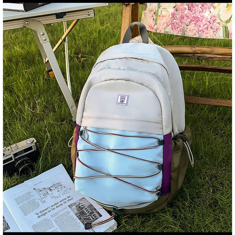 School bag new high-value fresh contrasting color splicing backpack couple light travel mountaineering spring outing backpack