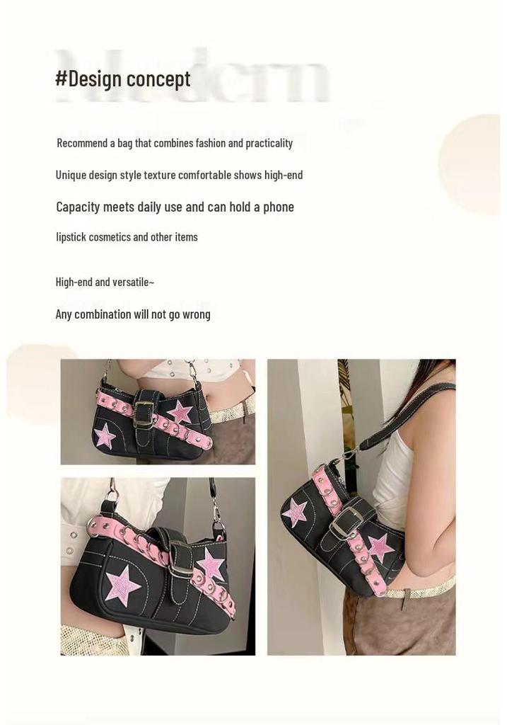 2025 Trendy Y2K Star Baguette Shoulder Bag: High-End Cool & Spicy Women's Underarm Bag