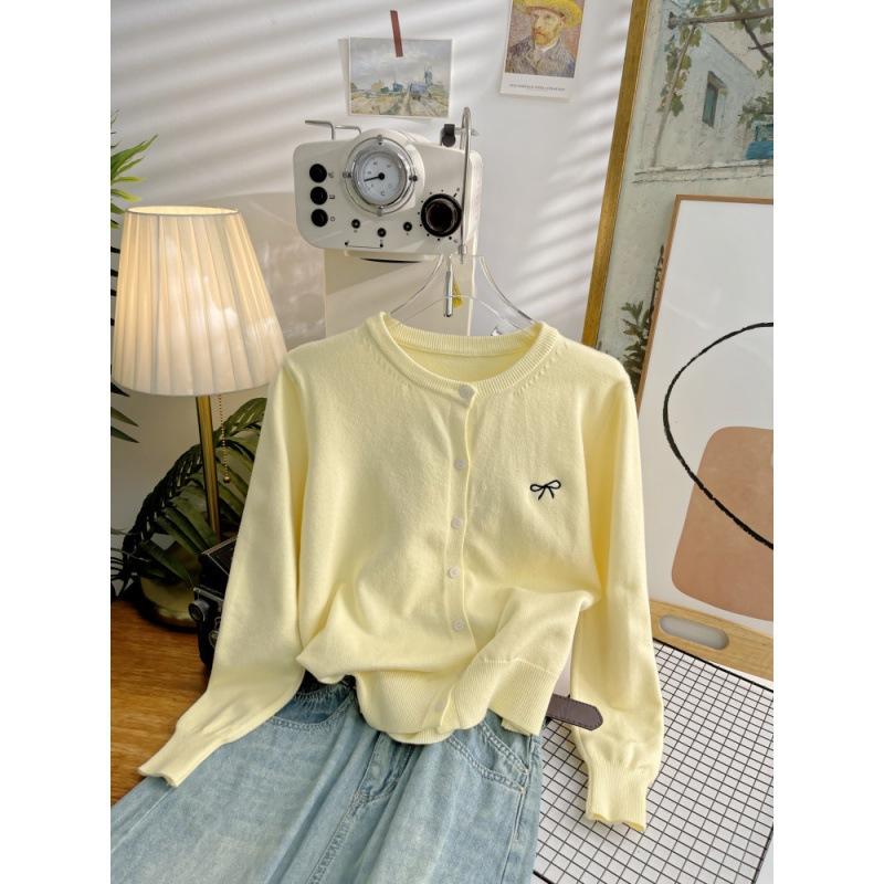 Neue frische Macaron-Farben-Jacke für Damenoberteile für den Herbst Strick-Kaschmir-Cardigan Lässiger Stil