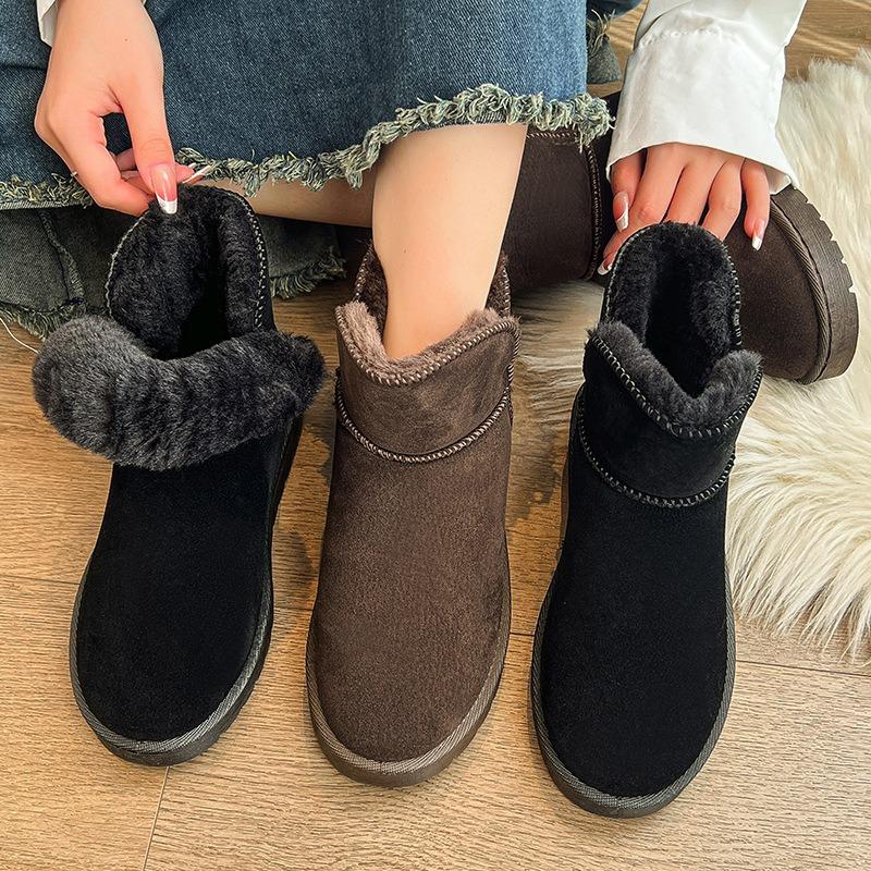 Women's Snow Boots Winter New Fleece Thickened Cotton Boots Children's Warm Short Tube Bread Cotton Shoes
