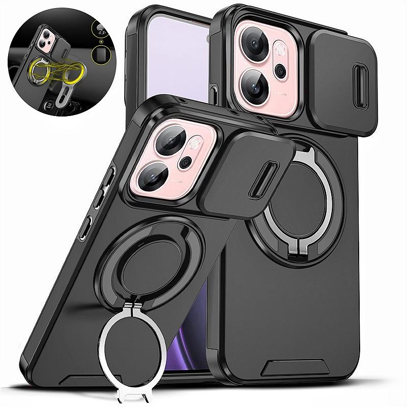 Funda For OPPO Reno 14F 5G Case Armor Slide Camera Lens Protection Back Cover Reno14F Reno14 F 5G Car Magnetic Ring Holder Coque