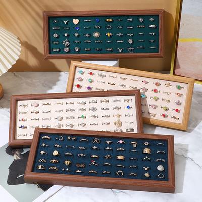 Fashion Jewelry Trays Velvet 50 Slot Rings Display Tray Large Capacity Finger Ring Stud Earrings Cufflink Storage Rack Organizer