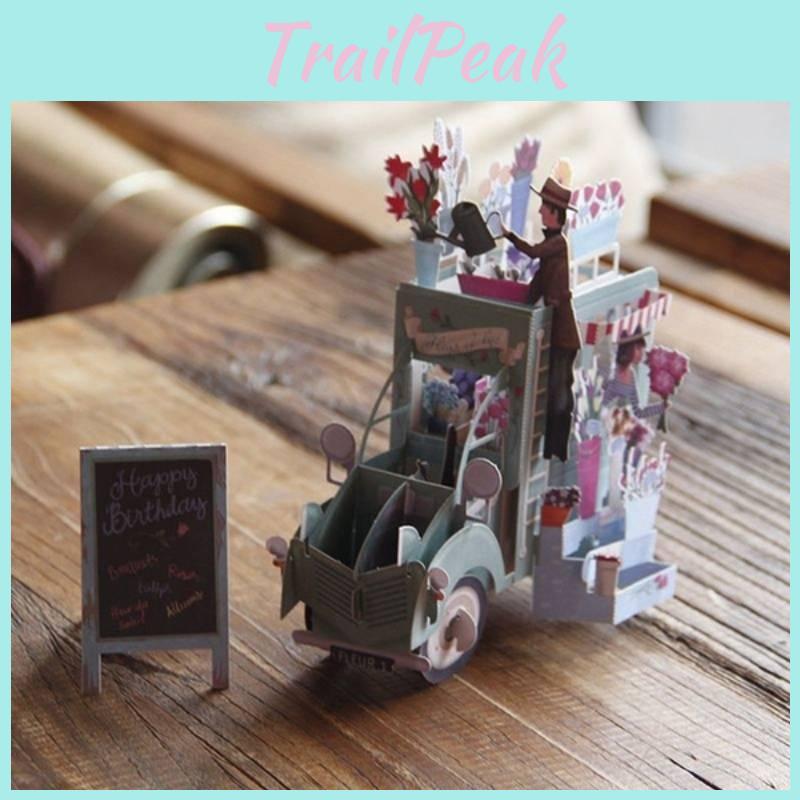 Elegant 3d Birthday Card With Car Design And Gold Foil For Christmas And Celebrations