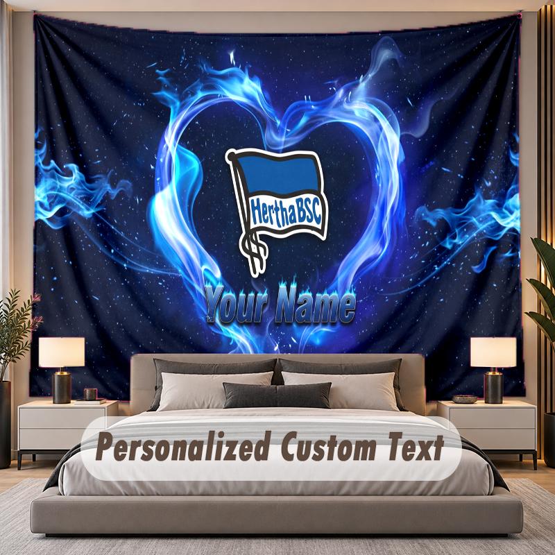 Benutzerdefinierter Name Text Wandteppich Hertha BSC Personalisierter Polyester Wandteppich Für Schlafzimmer Und Zimmer