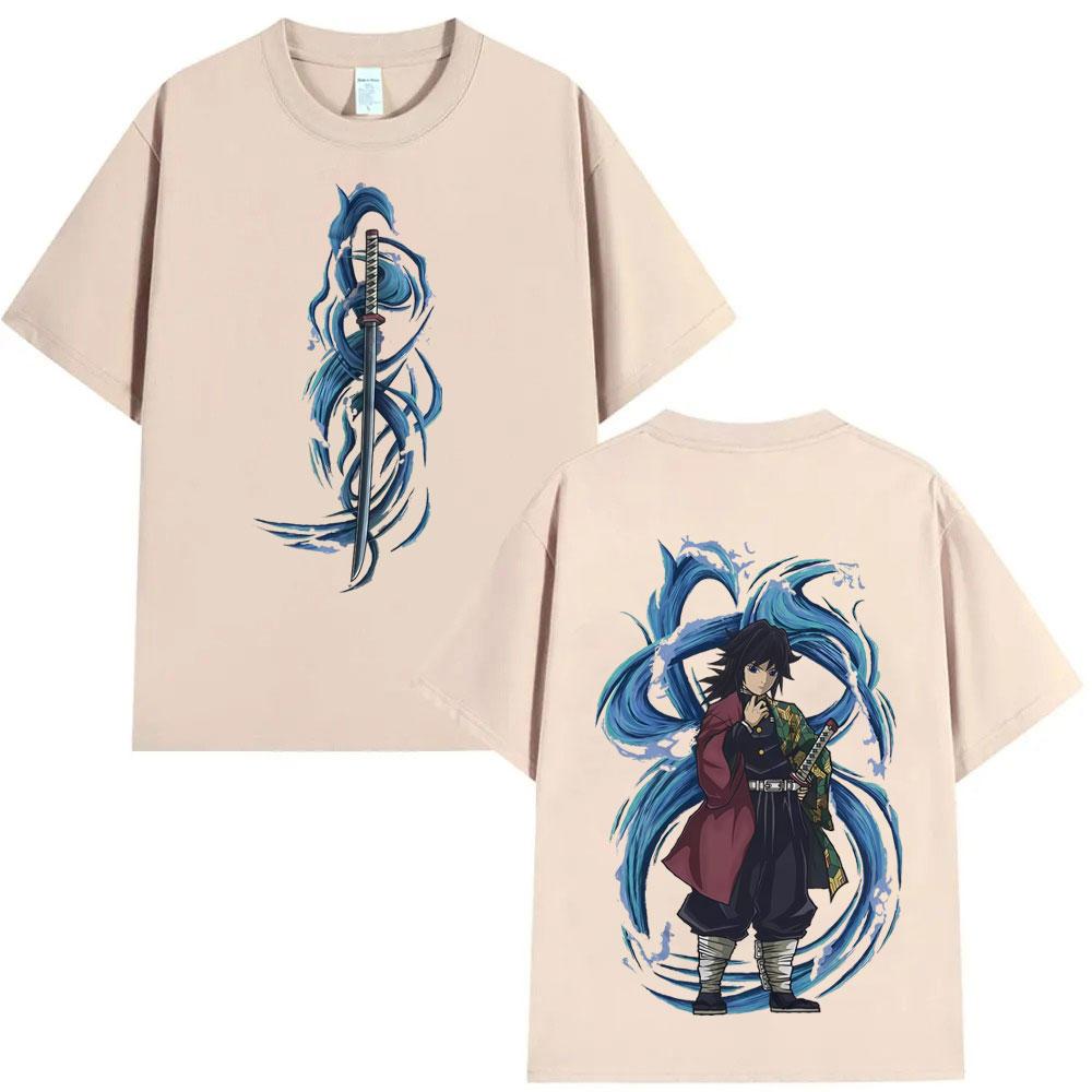 Anime Demon Slayer Water Hashira Tomioka Giyuu Graphic T Shirt Men Women Cartoon Manga Merch Tshirt Male Casual Cotton Tshirts