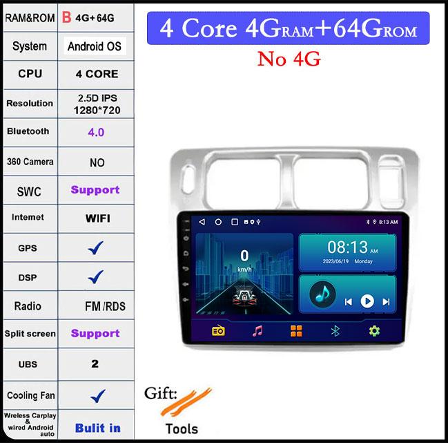 Car Radio For Mitsubishi Pajero iO 1998 - 2007 Android 14 4G+WIFI Android Auto Carplay GPS Navigation Player