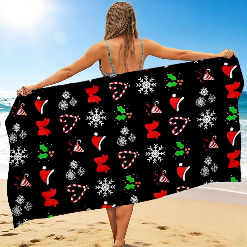 1Pc Christmas Festive Beach Towel Quick Dry Multiuse For Beach Pool Gym Yoga Home Travel Christmas Halloween Xmas Gift S1128