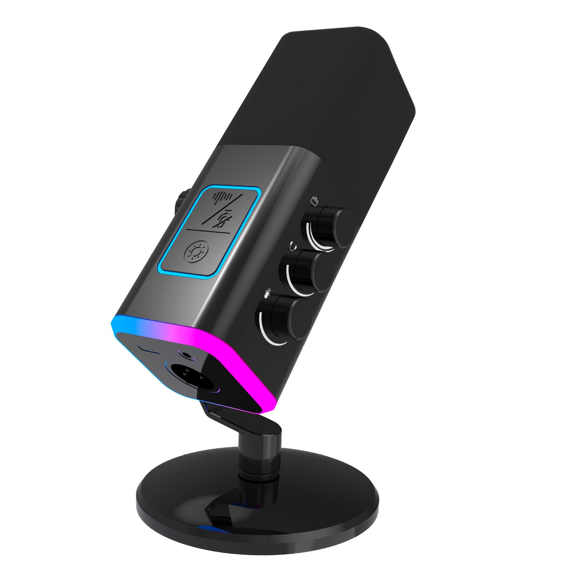 

RGB Dynamic USB Microphone for Gaming, Recording, and Singing with Noise Reduction and Sound Card Integration