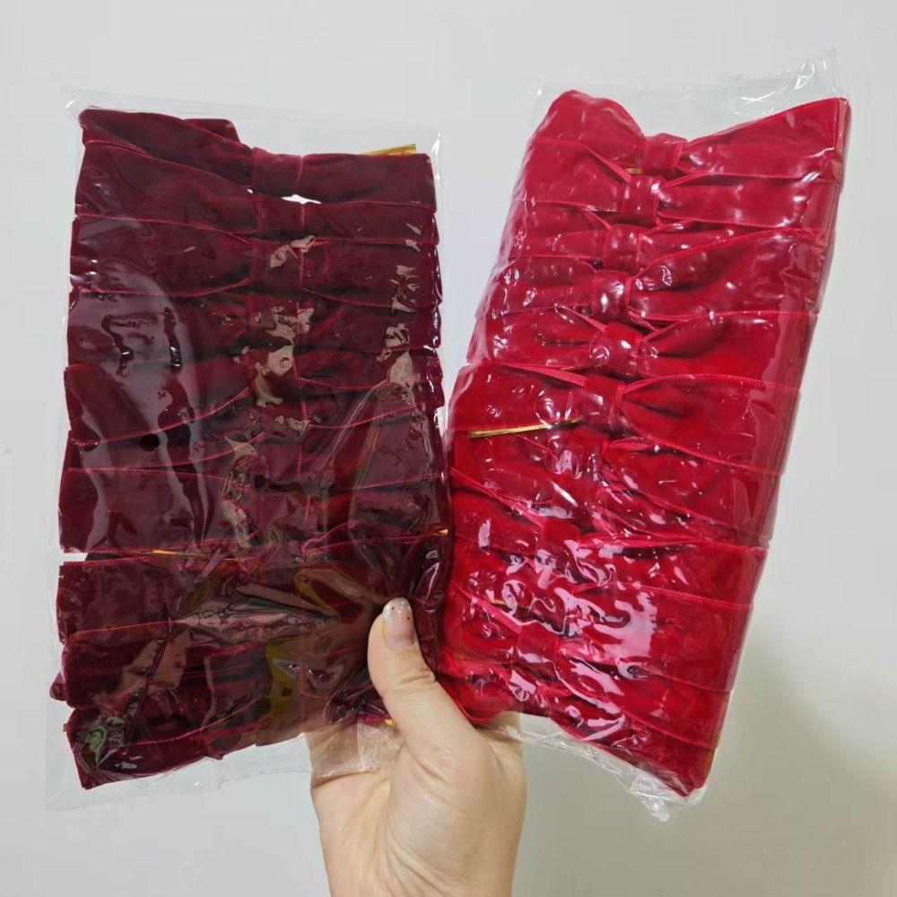 Home Decor Velvet Ribbon Bows With Cable Tie Velvet Christmas Bows Xmas Decorations