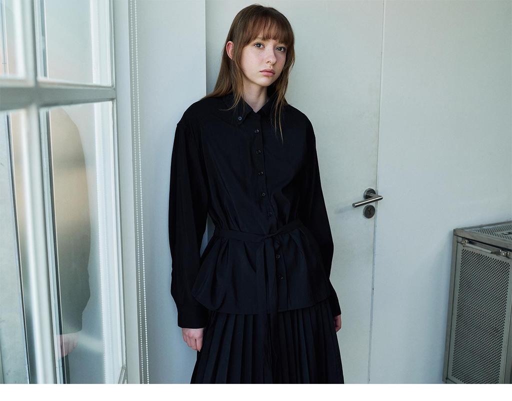 Spring Casual Lapel Modal Shirt with Lace-up for Women - Cloud-like, Solid Color