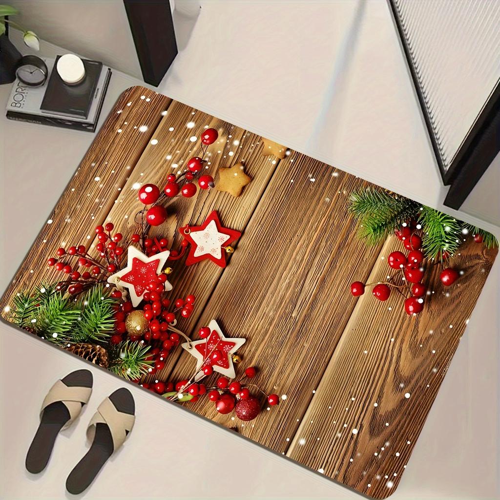 Christmas Welcome Doormat, Non-Slip Machine Washable Lightweight Polyester Rug for Multi-Room Multi-Holiday Indoor Outdoor Decor