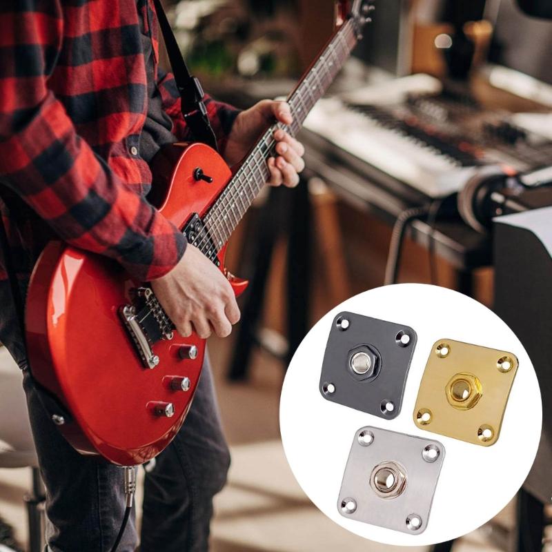 Korrosionsbeständige quadratische Metall-Input-Platte für E-Gitarren Professionelle Verbindung 4 Befestigungsschrauben im Lieferumfang enthalten