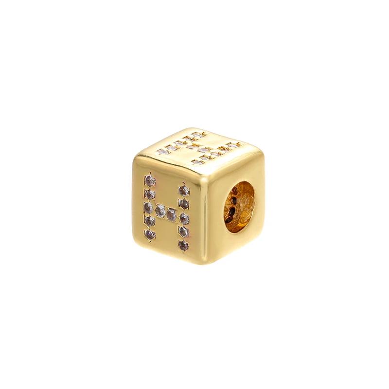 Gold-colored 8x8mm Square A-Z Letter Beads for DIY Handmade Bracelets, Earrings, and Jewelry Accessories Model:VZ246B