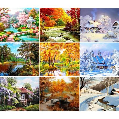 5D Diy Diamond Painting Scenery Landscape Cross Stitch Full Drill Round Diamond Embroidery Mosaic Pictures of Rhinestones Decor