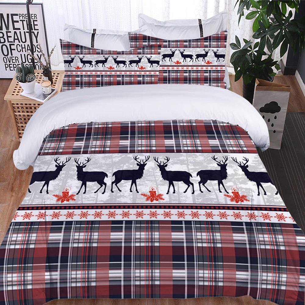 Roupa de cama de 3 peças Papai Noel Alce, Capa de edredom, solteiro, casal, Decoração de quarto Presente de Natal, leve, Confortável 3D, Conjunto de 3 peças