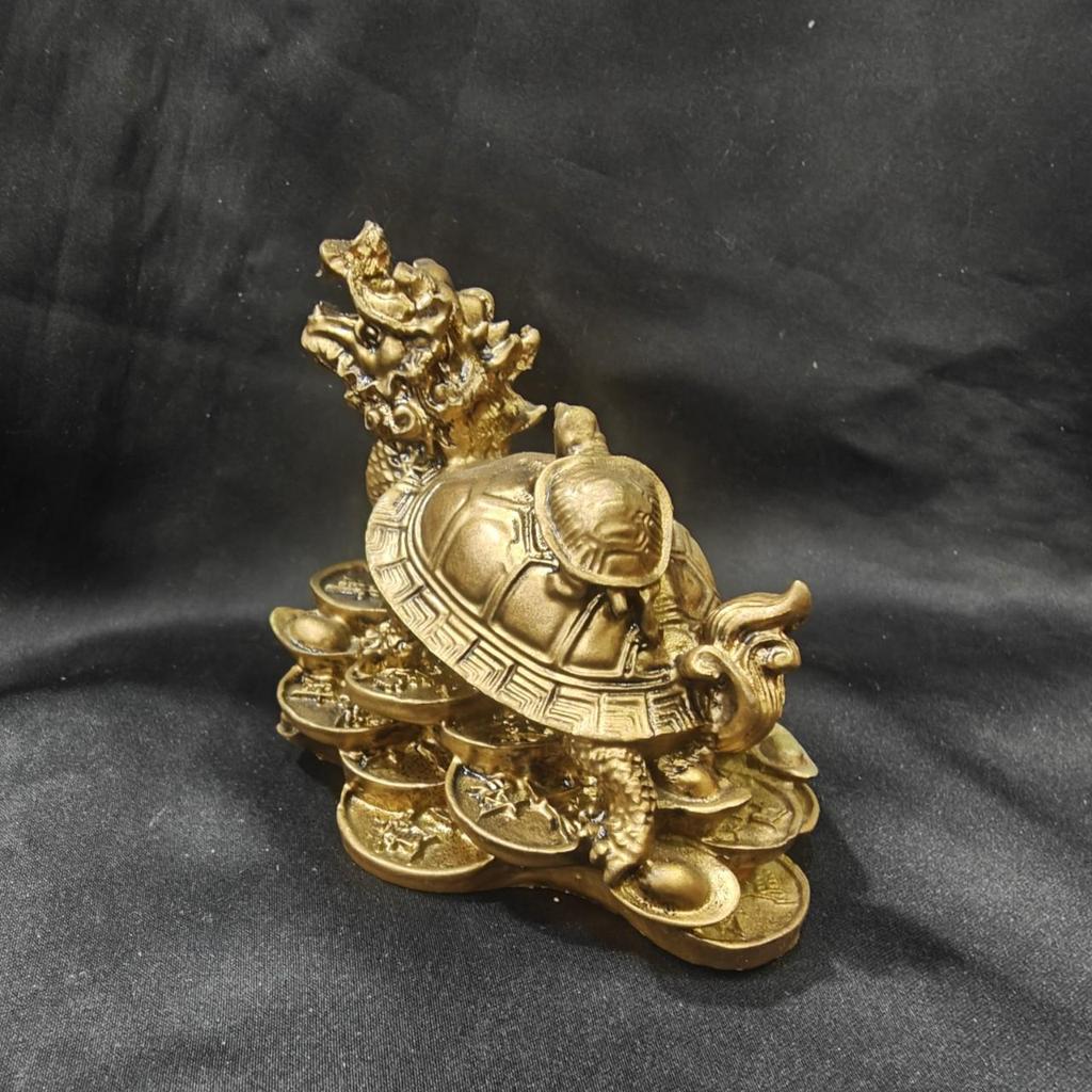 Pure Copper Dragon Turtle Pair: Wealth & Protection Feng Shui Ornament