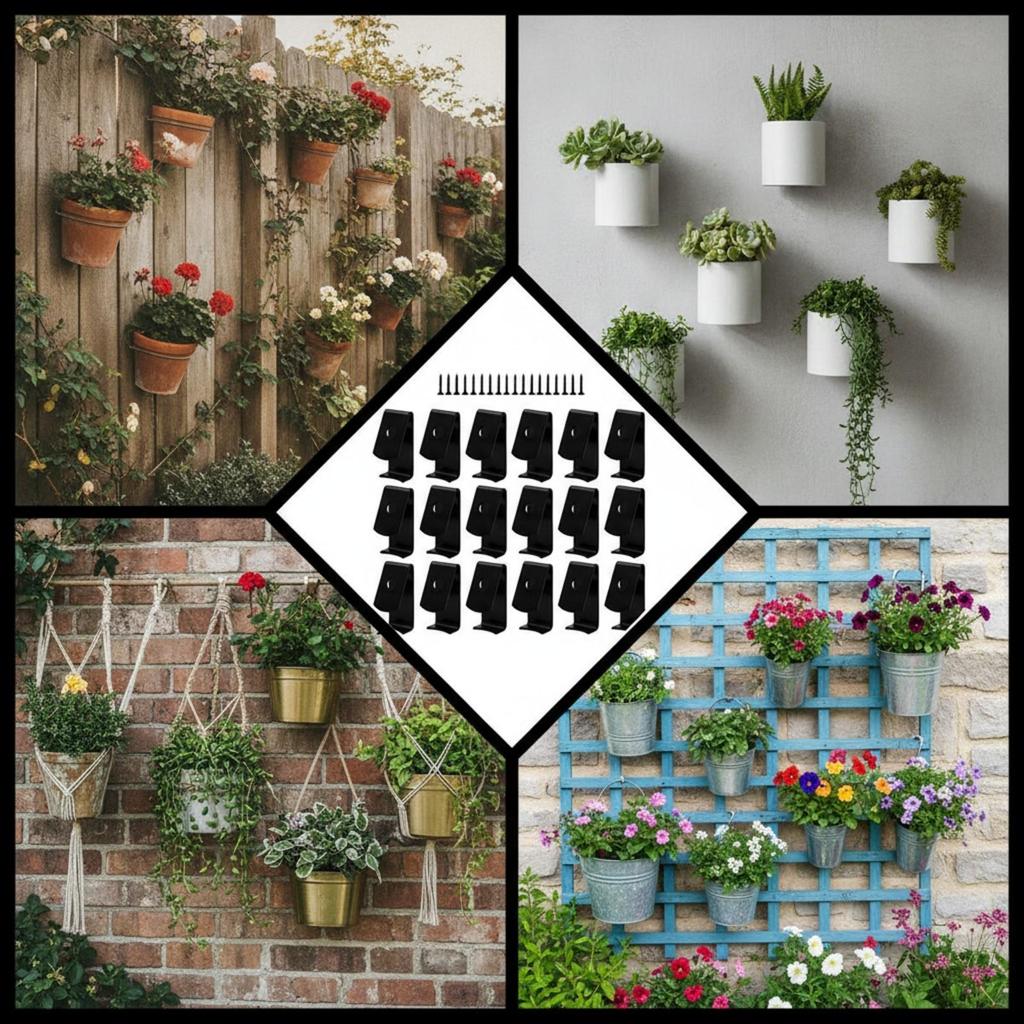 18 Pieces Flower Pot Bracket with Mounting Screw Sleek for Patio, Balcony