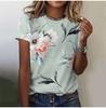 2025 Casual Sports Women's T-shirt Summer New Style Garden Collar Short Sleeve Fresh Floral Loose Lightweight Fabric Casual