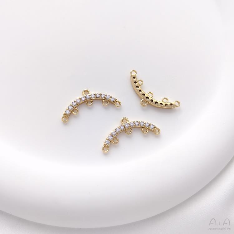 14K Gold-Filled CZ-Set Arched Bar Tassel Earring DIY Pendant Accessories