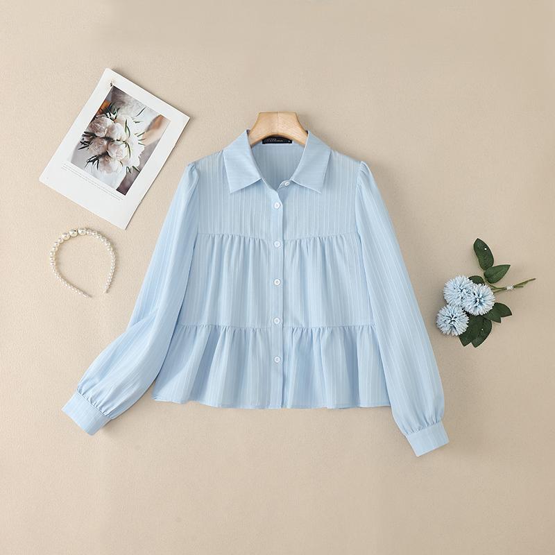 

Жіноча повсякденна блуза з відкладним коміром ZANZEA з довгим рукавом 2XL синій