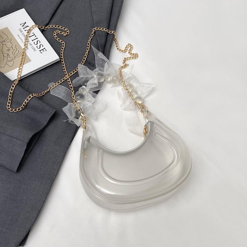 

Niche high-value small bag 2025 summer new trend crescent bag handbag fashion shoulder messenger bag белый